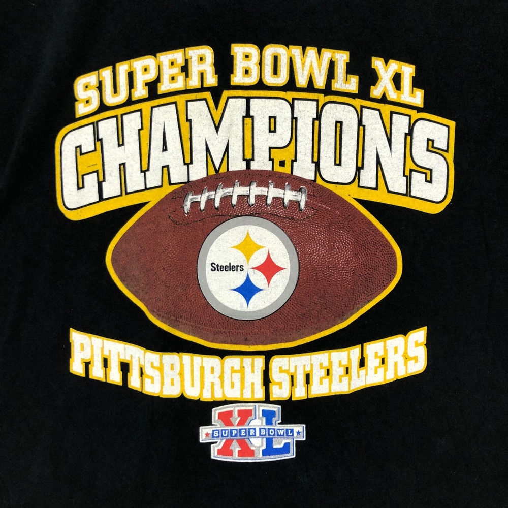 Super Bowl‎ XL Champions Pittsburgh Steelers T-Shirt Black Football XL